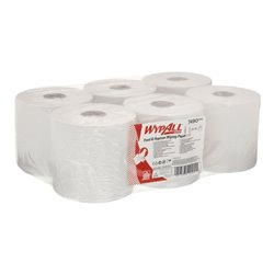 WypAll Papierwischtücher für Lebensmittel & Hygiene, 6 Rollen x 630 Wischtücher, 1-lagig, weiß