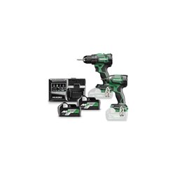 HiKOKI Combo-Kit Akku-Bohrschrauber + Schlagschrauber KC18DE-2 + 2x Akkus BSL36A18