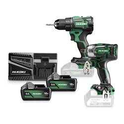 HiKOKI Combo-Kit Akku-Bohrschrauber + Schlagschrauber KC18DE-1 + 2x Akkus BSL1850MA