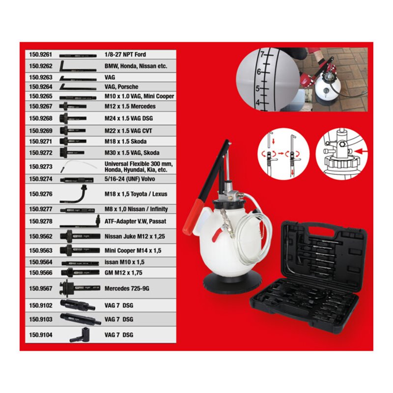 KS Tools Universal Getriebeöl-Füllsystem-Satz mit 23-tlg. Adaptersatz