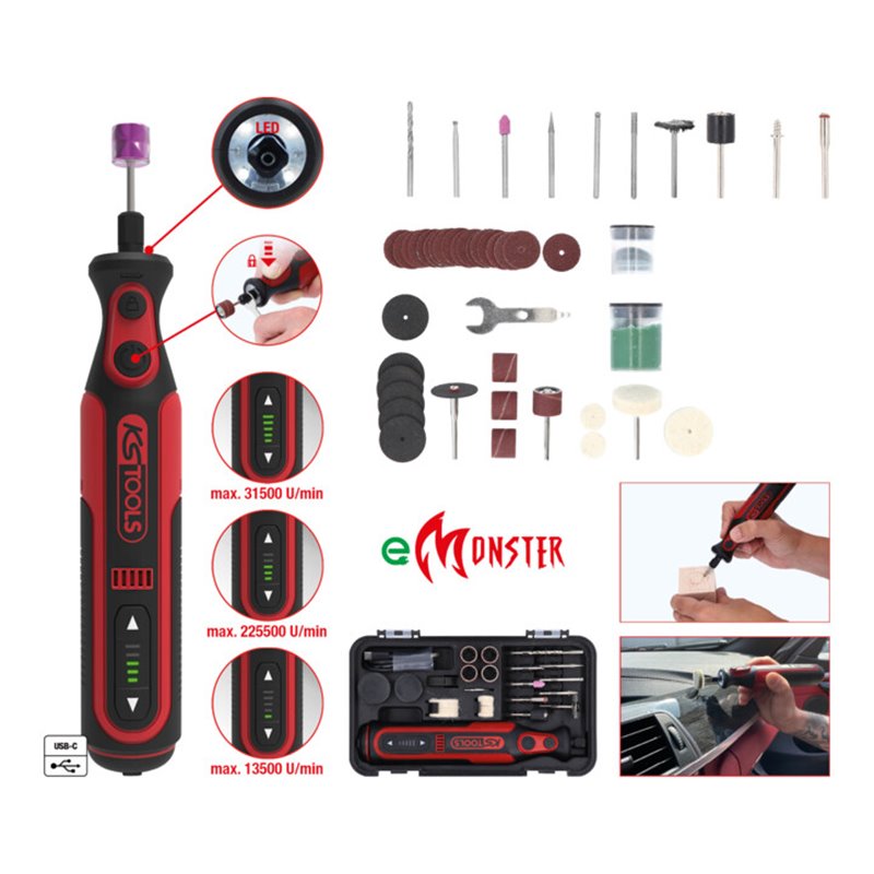 KS Tools eMONSTER Akku-Multifunktionswerkzeug-Satz mit 50 Zubehörteilen