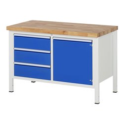 Rau Werkbank höhenverstellbar 8468A2, B1250xT700xH840-1040mm, 2x Tür
