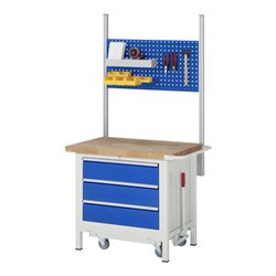 Rau Werkbank mit Fahrgestell 8257, B1000xT700xH880mm, 3x Schublade-TA