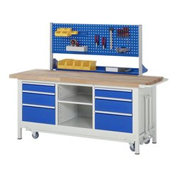 Rau Werkbank mit Fahrgestell 8564, B2000xT700xH880mm, 6x Schublade-TA