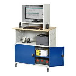 Rau Computer-Tisch 1022 mit Monitorgehäuse T550 mm, B1100xT790xH1890mm, mobil