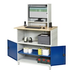 Rau Computer-Tisch 1022 mit Monitorgehäuse T300mm, B1100xT790xH1840mm