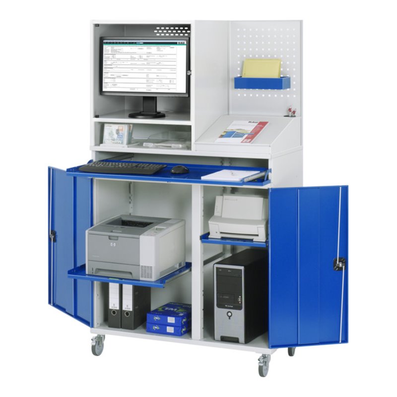 Rau Computer-Schrank 67T mit Monitorgehäuse T520mm, B1100xT520xH1895mm, mobil