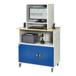 Rau Computer-Tisch 1023 mit Monitorgehäuse T550mm, B1100xT790xH1890mm, mobil