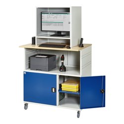 Rau Computer-Tisch 1023 mit Monitorgehäuse T550mm, B1100xT790xH1890mm, mobil