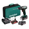 Metabo Akku-Bohrschrauber BS 18 Set (602207930) mit Bit-Box SP (32-teilig), Werkzeugtasche, 18V 2x2Ah Li-Power + SC 30