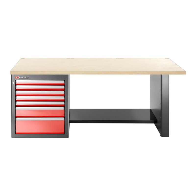 Facom JLS3 Werkbank 2,2m Holz 7 Schubladen niedr
