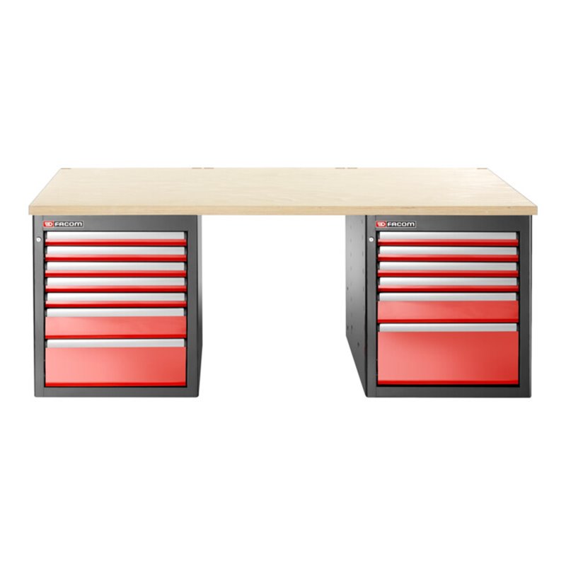 Facom JLS3 Werkbank 2,2m,nied, 13Schub, Holz