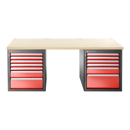 Facom JLS3 Werkbank 2,2m,hoch, 13Schub, Holz
