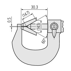 Mitutoyo Bügelmessschraube mit prismatisch angeordneten Messflächen an der Ambossseite, 1-15 mm