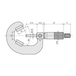 Mitutoyo Bügelmessschraube mit prismatisch angeordneten Messflächen an der Ambossseite, 10-25 mm