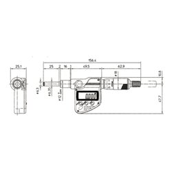 Mitutoyo Digitale Einbaumessschraube IP65 0-25mm, flach Spindel, 12/18mm ebener Schaft