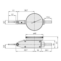 Mitutoyo Fühlhebel, horizontal 0,8 mm, 0,01 mm, 8 mm Schaft