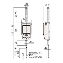 Mitutoyo Digitale Messuhr ID-H, CEE AC-Adapter 60,9 mm, 0,0005 mm