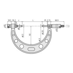 Mitutoyo Bügelmessschraube mit auswechelbarem Messamboss, 300-400 mm