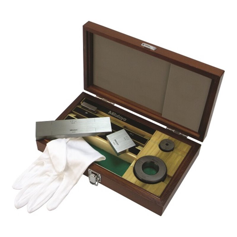 Mitutoyo Endmaßsatz, metrisch, Prüfzert., ISO 3 Endmaße, Klasse 1, Stahl, 2 Einstellringe