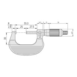 Mitutoyo Ratschentrommel Bügelmessschraube 25-50mm, 0,01mm