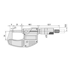 Mitutoyo Digitale Bügelmessschraube 0-25mm, ohne Datenausgang