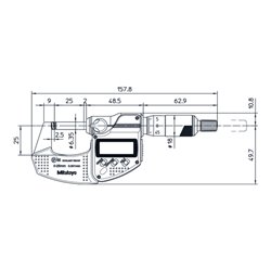 Mitutoyo Digitale Bügelmessschraube IP65 0-25mm, Digimatic