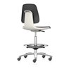 bimos Arbeitsstuhl Labsit mit Rollen, Sitz-H.560-810 mm, Kunstleder, Sitzschale weiß