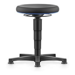 bimos Allround Hocker mit Gleiter, PU schwarz, Sitzhöhe 450-650 mm, Farbring blau