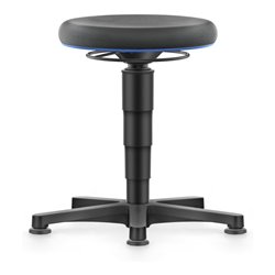 bimos Allround Hocker mit Gleiter, Supertec schwarz, Sitzh.450-650 mm, Farbring blau