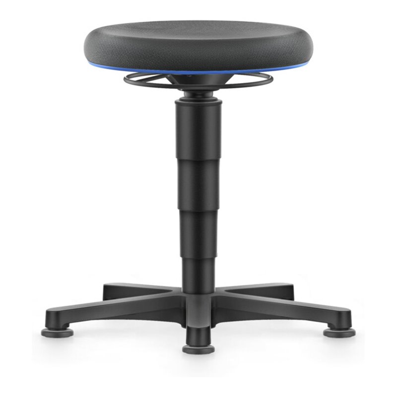 bimos Allround Hocker mit Gleiter, Supertec schwarz, Sitzh.450-650 mm, Farbring blau