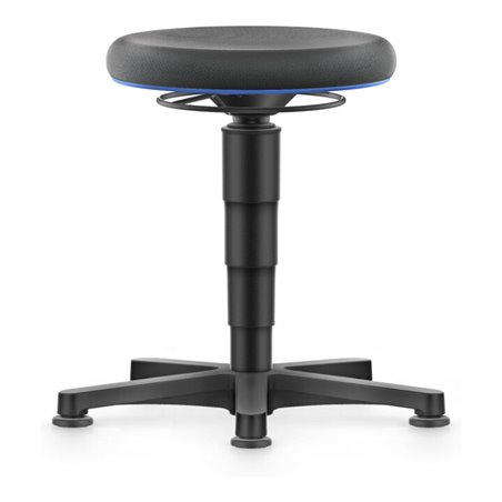 bimos Allround Hocker mit Gleiter, Supertec schwarz, Sitzh.450-650 mm, Farbring blau