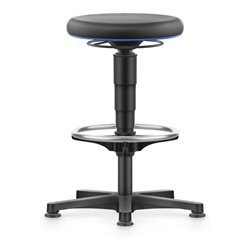 bimos Allround Hocker mit Gleiter und Fußring, PU schwarz, Sitzhöhe 560-830 mm