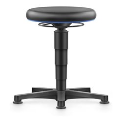 bimos Allround Hocker mit Gleiter, Kunstleder schwarz, Sitzh.450-650 mm, Farbring blau