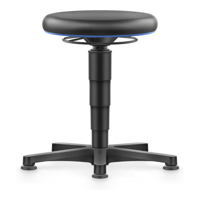 bimos Allround Hocker mit Gleiter, Kunstleder schwarz, Sitzh.450-650 mm, Farbring blau