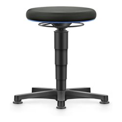 bimos Allround Hocker mit Gleiter, Stoff schwarz, Sitzhöhe 450-650 mm, Farbring blau