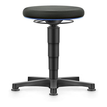 bimos Allround Hocker mit Gleiter, Stoff schwarz, Sitzhöhe 450-650 mm, Farbring blau