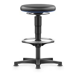 bimos Allround Hocker mit Gleiter und Fußring, Kunstleder schwarz, Sitzhöhe 560-830 mm