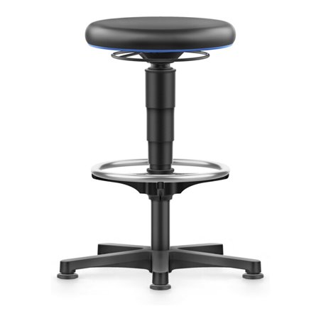 bimos Allround Hocker mit Gleiter und Fußring, Kunstleder schwarz, Sitzhöhe 560-830 mm