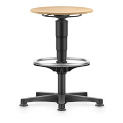 bimos Allround Hocker mit Gleiter und Fußring, Holz, Sitzhöhe 560-830 mm