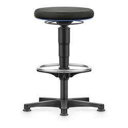 bimos Allround Hocker mit Gleiter und Fußring, Stoff schwarz, Sitzhöhe 560-830 mm