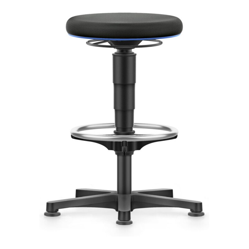 bimos Allround Hocker mit Gleiter und Fußring, Stoff schwarz, Sitzhöhe 560-830 mm