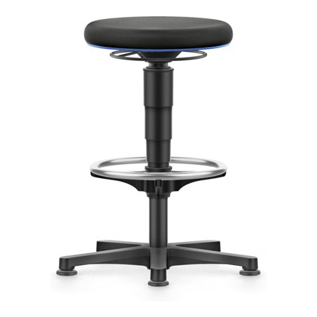 bimos Allround Hocker mit Gleiter und Fußring, Stoff schwarz, Sitzhöhe 560-830 mm