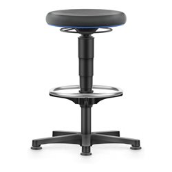 bimos Allround Hocker mit Gleiter und Fußring, Supertec schwarz, Sitzhöhe 560-830 mm