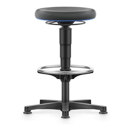 bimos Allround Hocker mit Gleiter und Fußring, Supertec schwarz, Sitzhöhe 560-830 mm