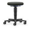 bimos Allround Hocker mit Rollen, Stoff schwarz, Sitzhöhe 450-650 mm, Farbring blau