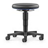 bimos Allround Hocker mit Rollen, Kunstleder schwarz, Sitzh.450-650 mm, Farbring blau