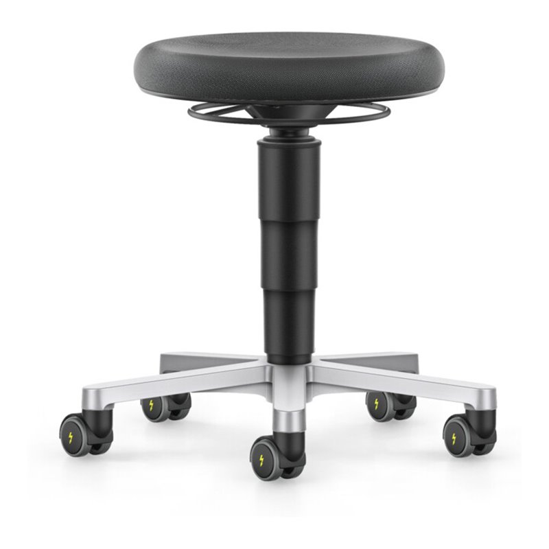 bimos ESD Hocker mit Rollen, Supertec schwarz, Sitzhöhe 450-650 mm