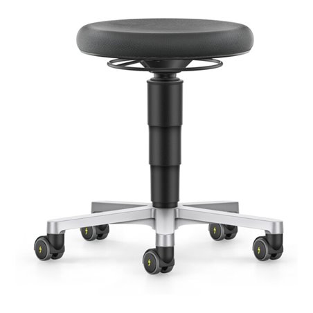 bimos ESD Hocker mit Rollen, Supertec schwarz, Sitzhöhe 450-650 mm