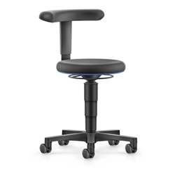 bimos Allround Hocker mit Rollen, PU schwarz, Sitzhöhe 450-650 mm, Flex-Stütze